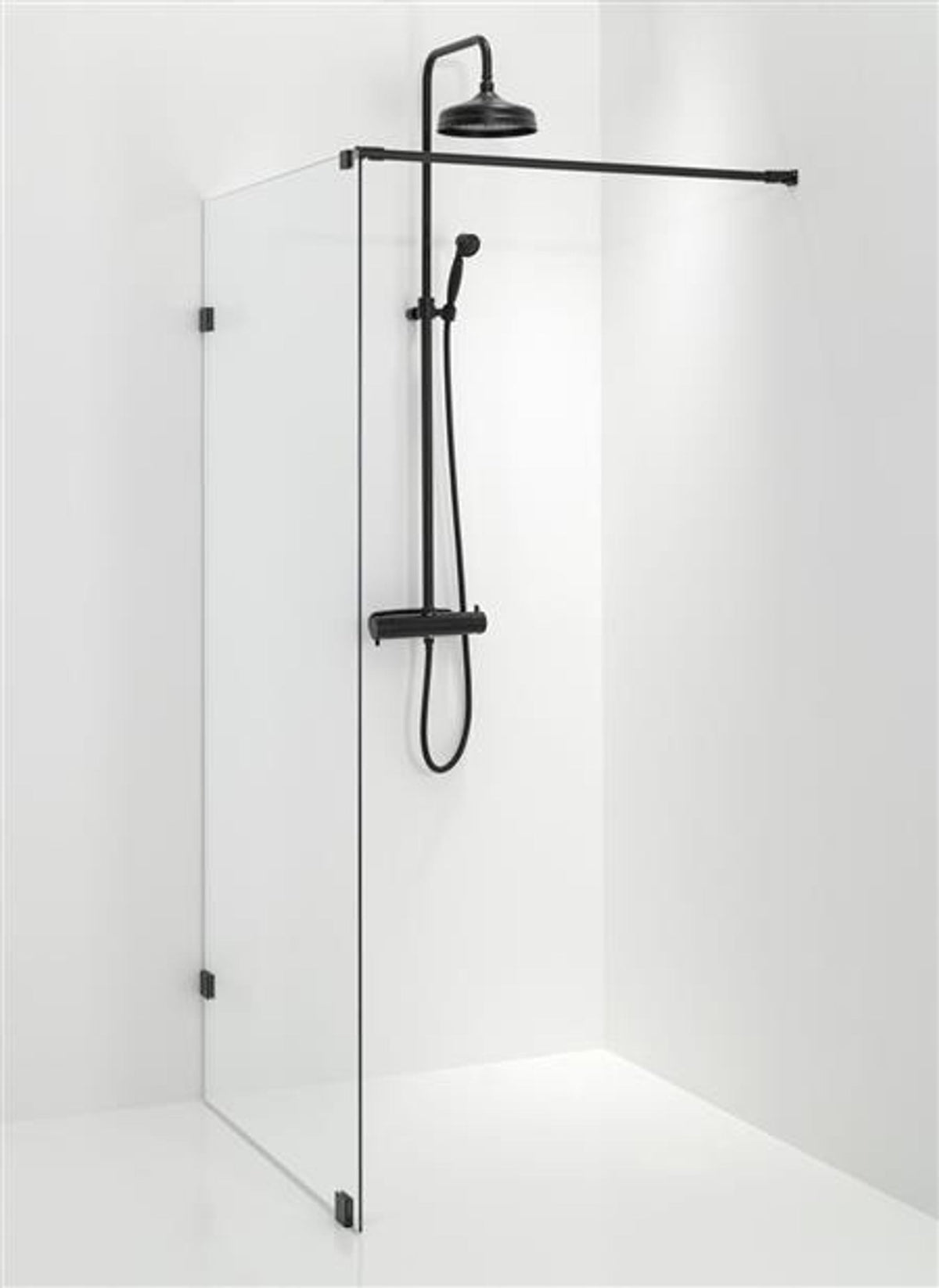 Duschvägg Duschbyggarna Design Skärmvägg, 890x1913 mm, Svartkrom, Klarglas 6 mm