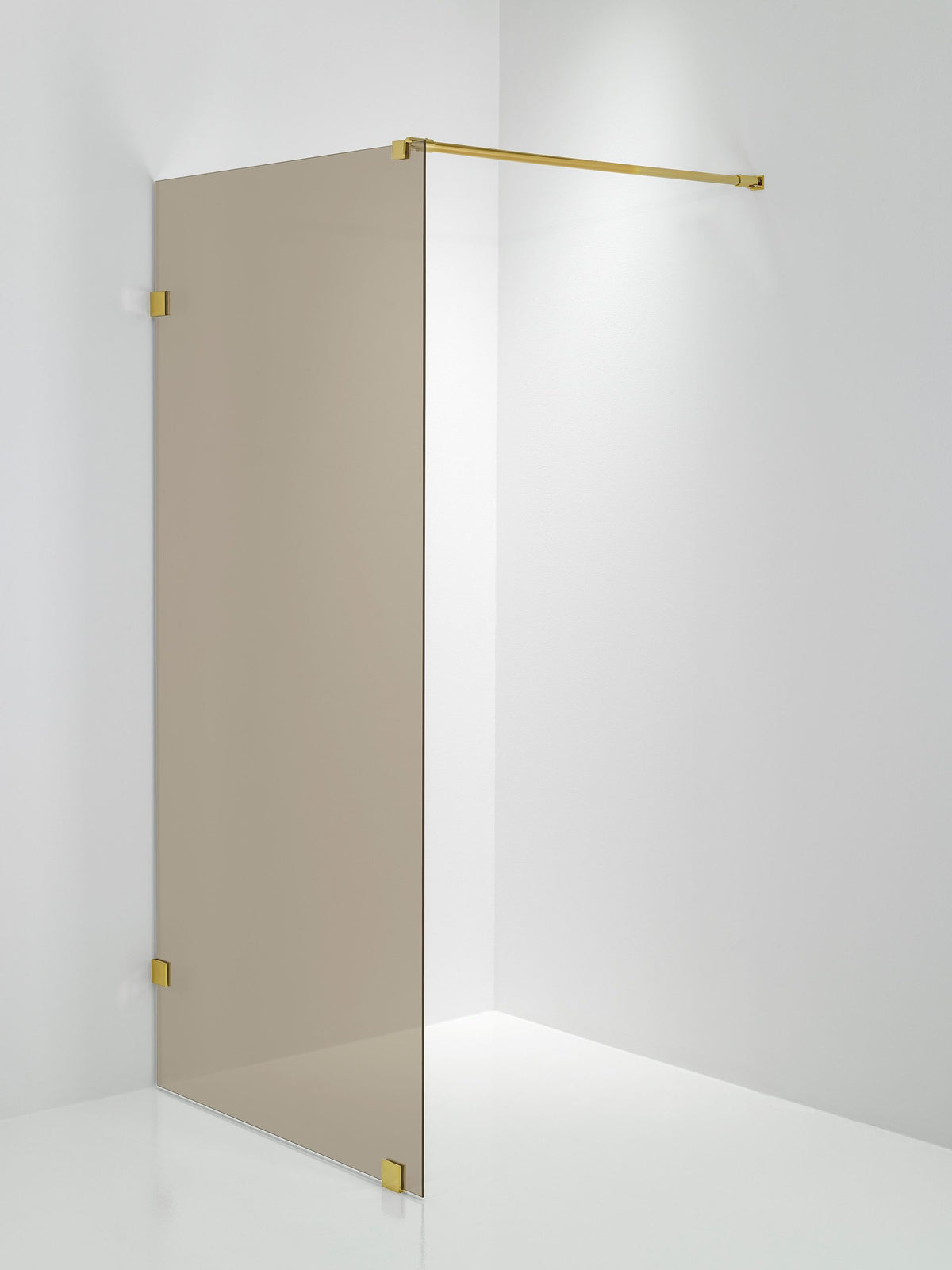 Duschvägg Duschbyggarna Design Skärmvägg måttbeställd, Brushed Gold, Bruntonat, 8 mm