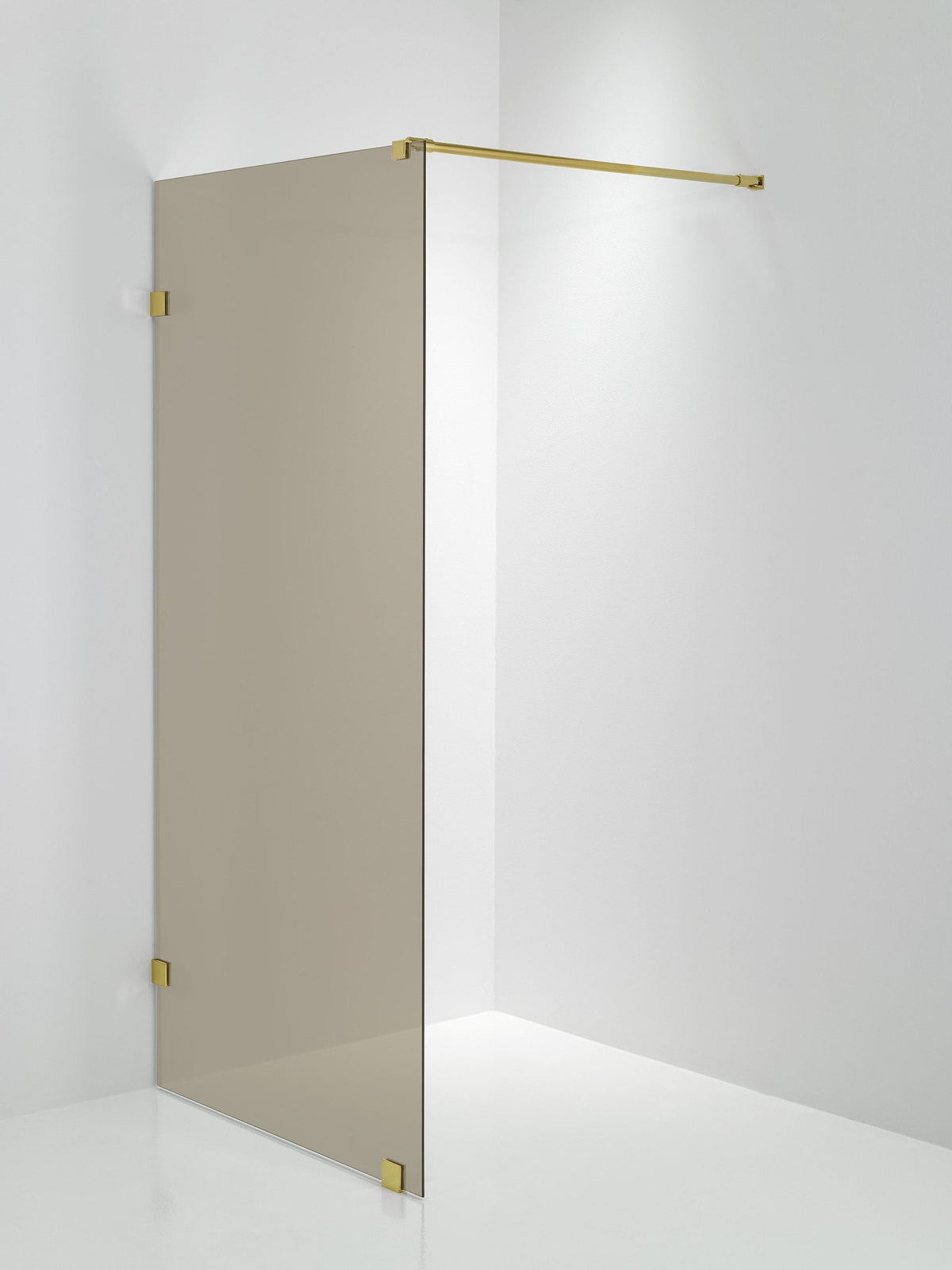 Duschvägg Duschbyggarna Design Skärmvägg måttbeställd, Obehandlad polerad mässing, Bruntonat, 8 mm