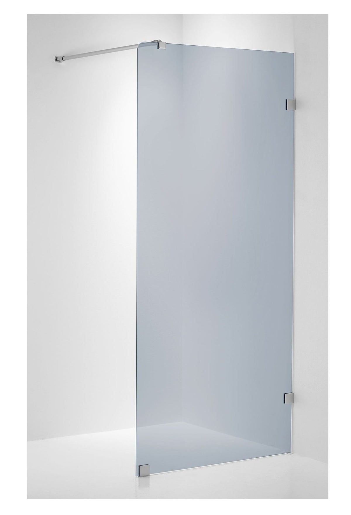 Duschvägg Duschbyggarna Design Skärmvägg Rundat Hörn, 690x1913 mm, höger, Krom, Gråtonat 6 mm