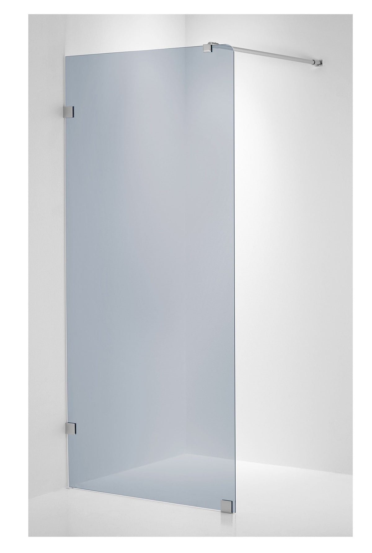 Duschvägg Duschbyggarna Design Skärmvägg Rundat Hörn, 690x1913 mm, vänster, Krom, Gråtonat 8 mm