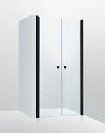 Duschdörrar Duschbyggarna Duo de Luxe dubbeldörrar, 800 mm, Svart matt, Klarglas