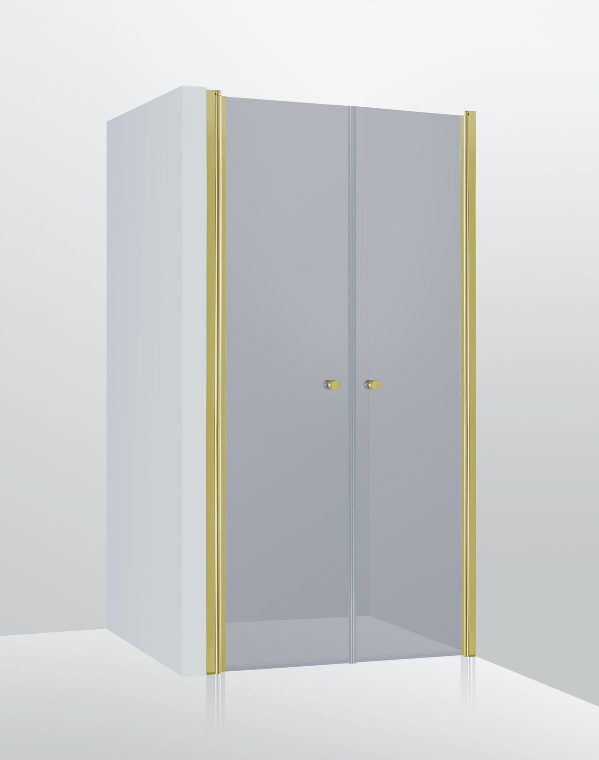 Duschdörrar Duschbyggarna Duo de Luxe dubbeldörrar, 900 mm, Guldoptik, Gråtonat