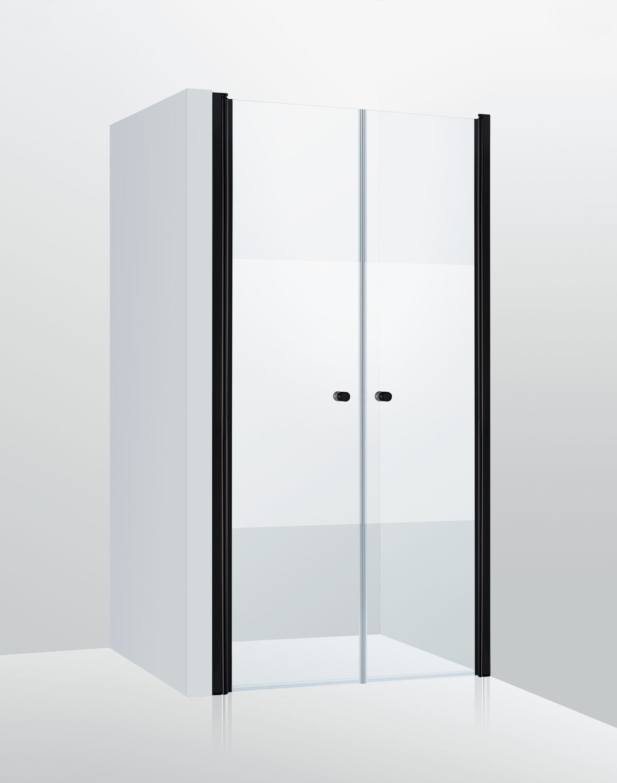 Duschdörrar Duschbyggarna Duo de Luxe dubbeldörrar, 900 mm, Svart matt, Stripe