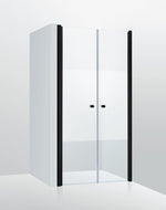 Duschdörrar Duschbyggarna Duo de Luxe dubbeldörrar, 900 mm, Svart matt, Stripe