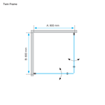 Måttskiss Duschhörna Duschbyggarna Industrial Decor Twin Frame (teknisk ritning från Duschbyggarna)