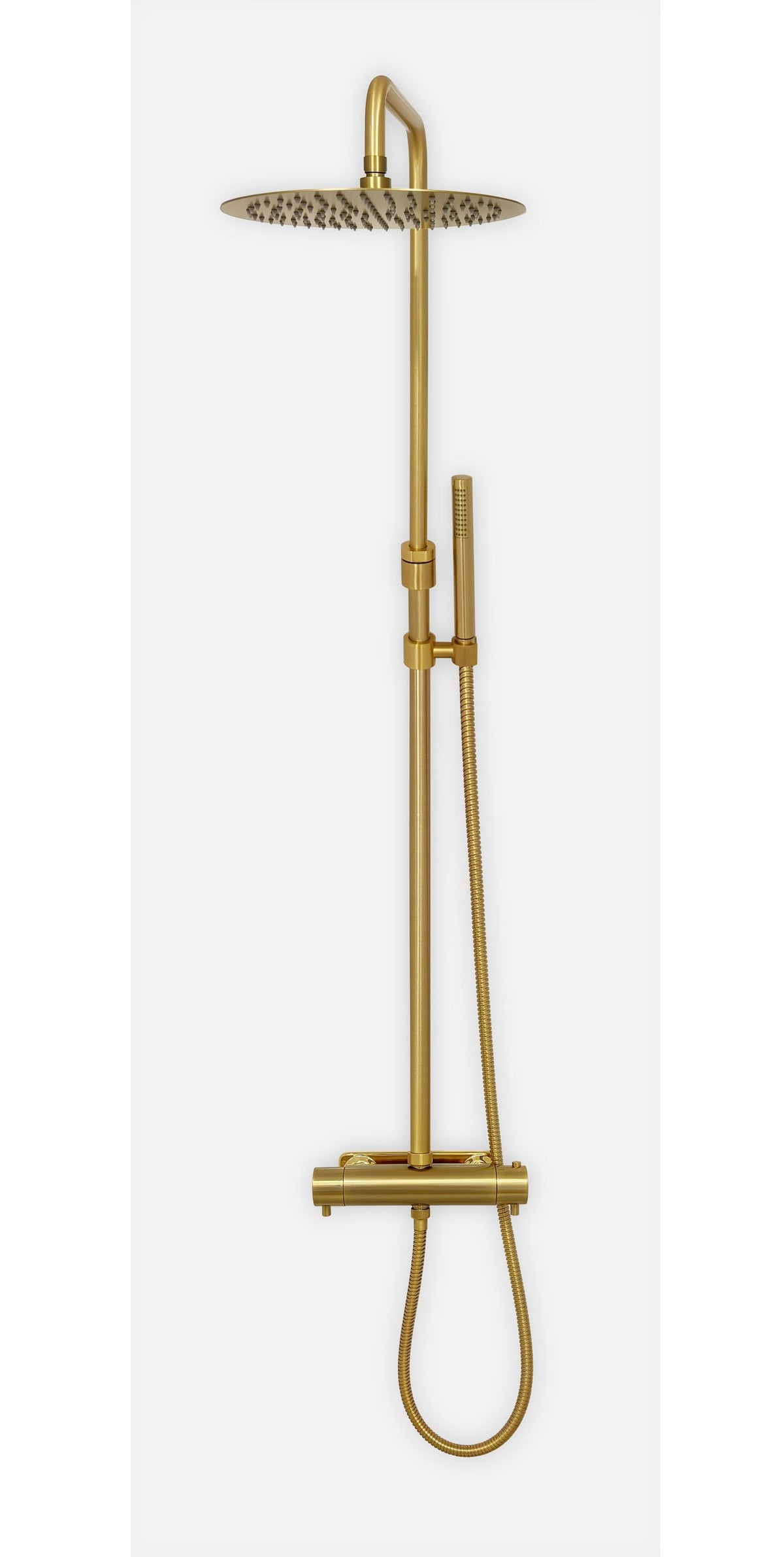 Takdusch Duschbyggarna Orion 300 med Termostatblandare Brushed Gold, 160 mm