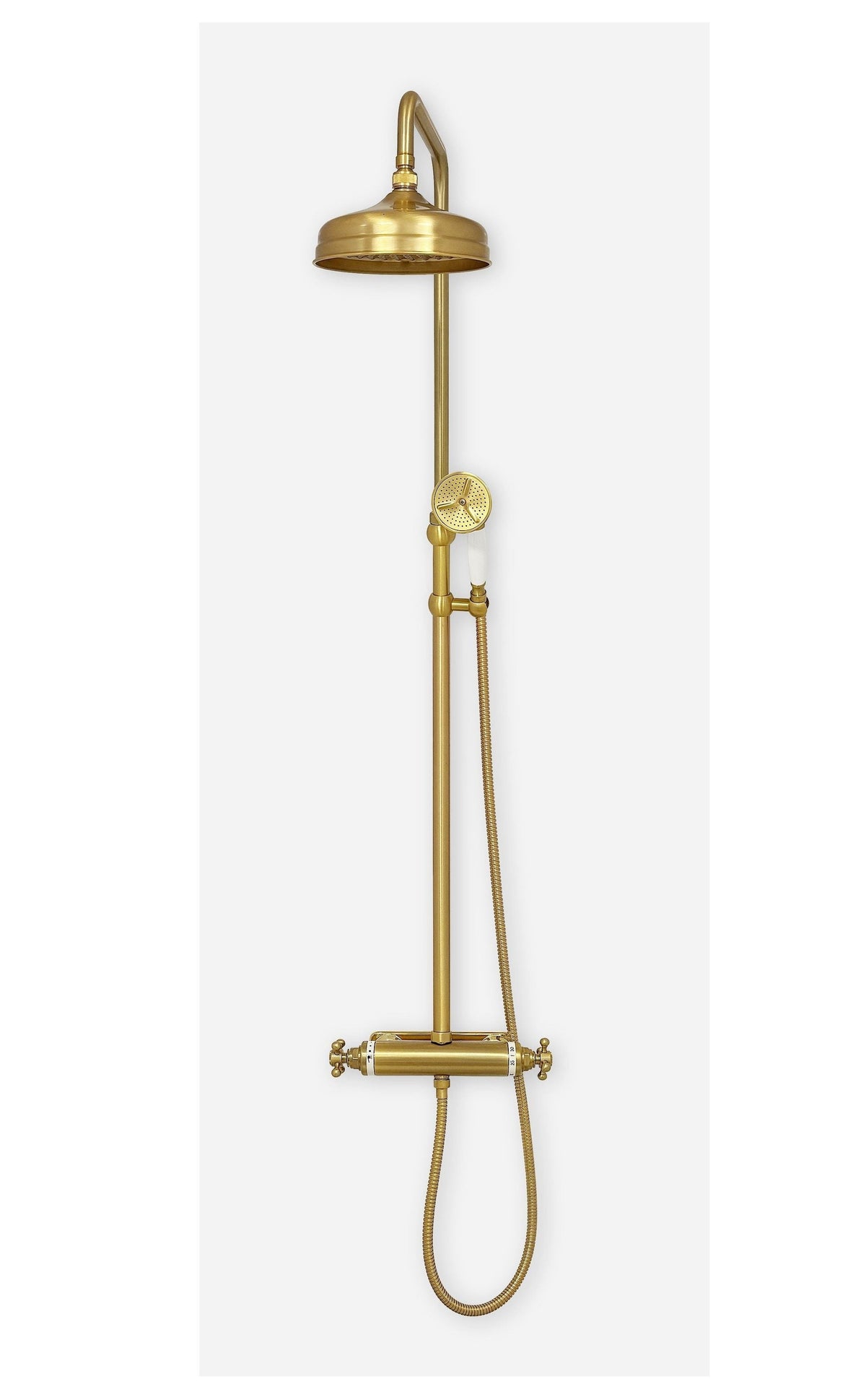 Takdusch Duschbyggarna Oxford med Termostatblandare Brushed Gold, 160 mm