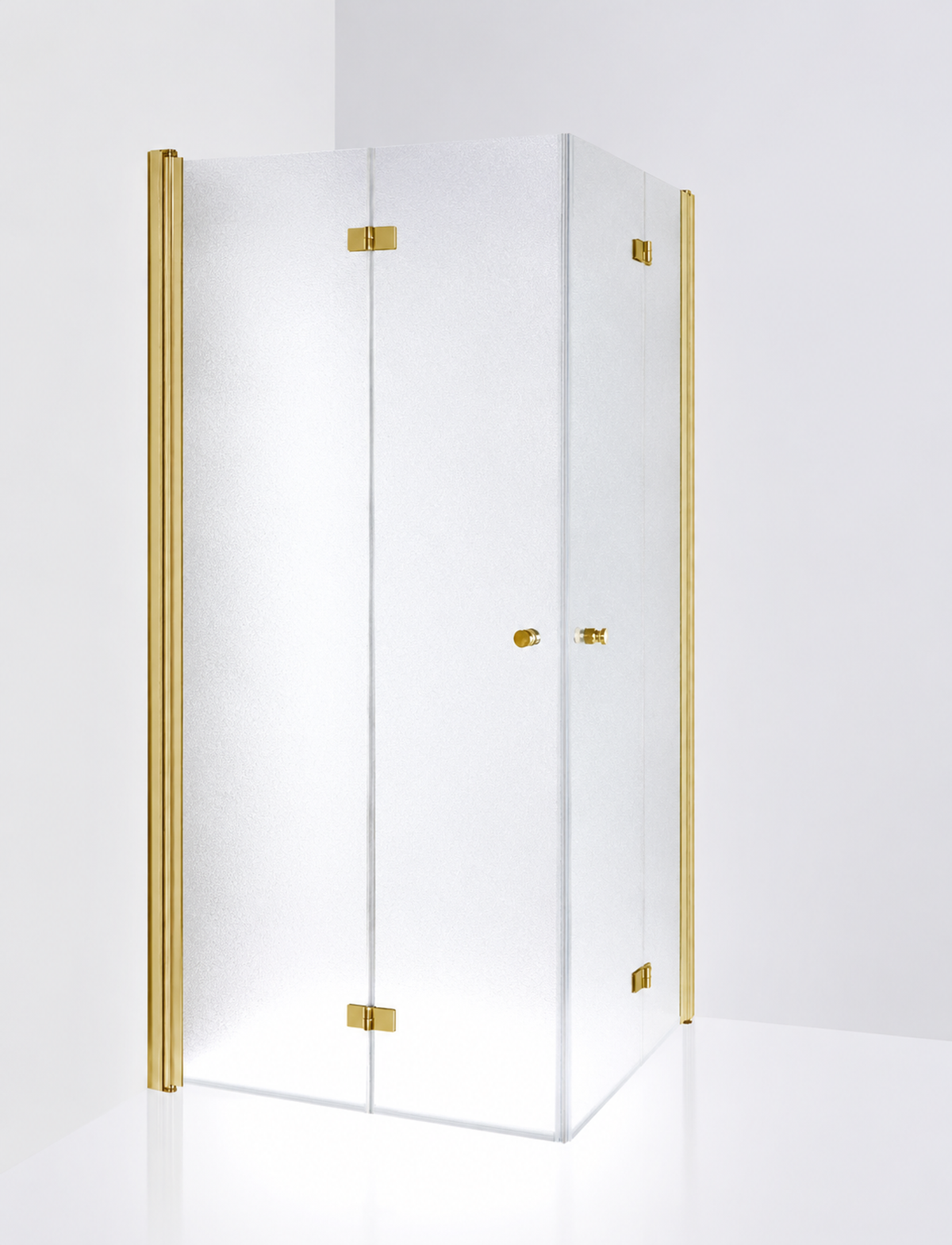 Duschhörna Duschbyggarna Palladium Plus med Vikdörrar, 800 x 800, Guldoptik, Isglas