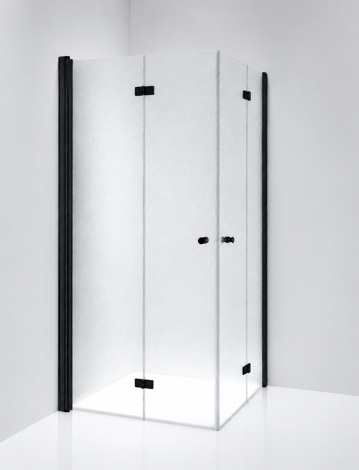 Duschhörna Duschbyggarna Palladium Plus med Vikdörrar, 800 x 800, Svart matt, Isglas