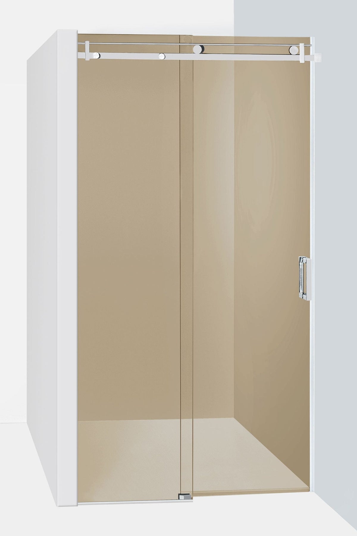 Duschvägg Duschbyggarna Palladium Skjutdörr måttbeställd, Höger, Kromoptik, Bruntonat