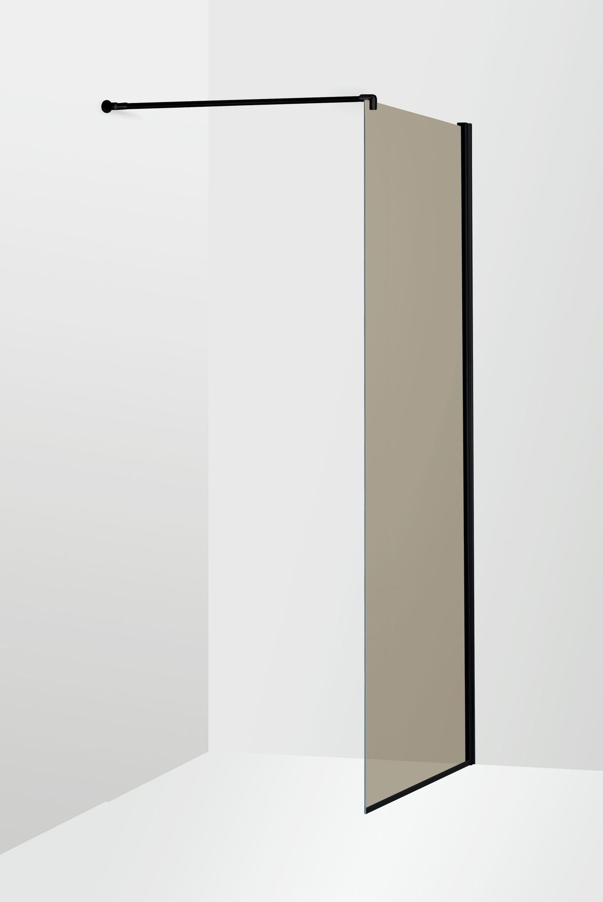 Duschvägg Duschbyggarna Solo Skärmvägg, 700x2000 mm, Svart matt, Bruntonat