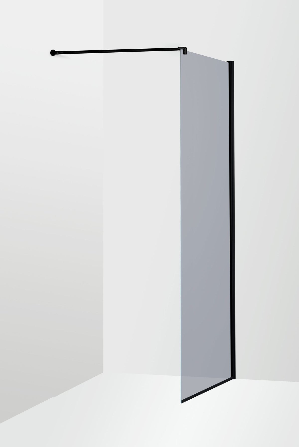 Duschvägg Duschbyggarna Solo Skärmvägg, 700x2000 mm, Svart matt, Gråtonat
