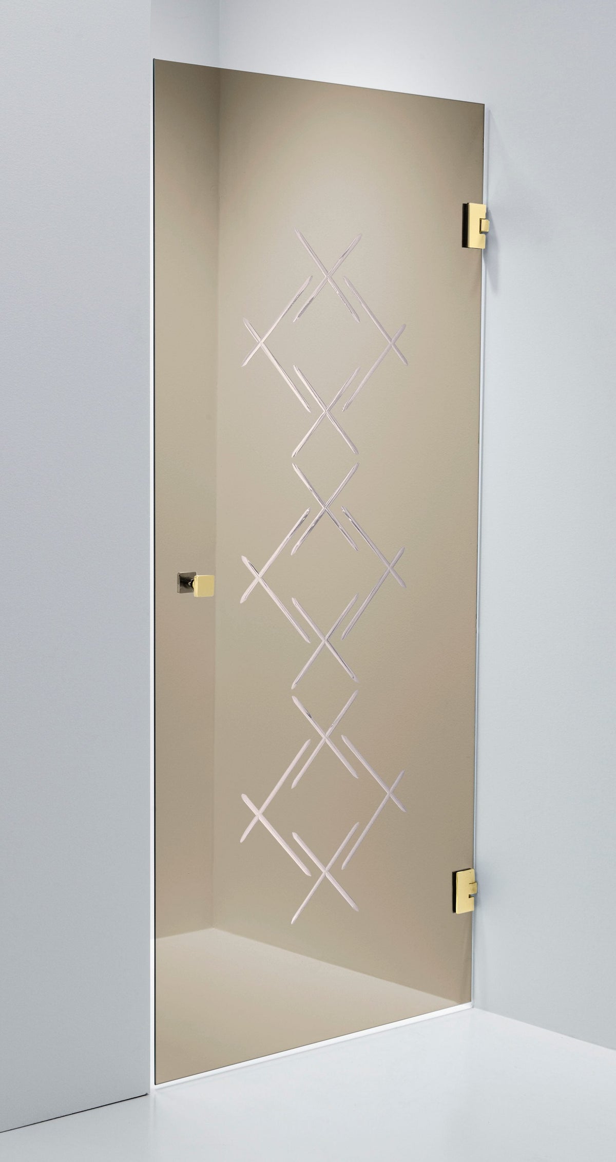 Duschdörr Duschbyggarna Swing Diamond Nisch, 700x1913 mm, högerhängd, Guld, Bruntonat Diamond 6 mm