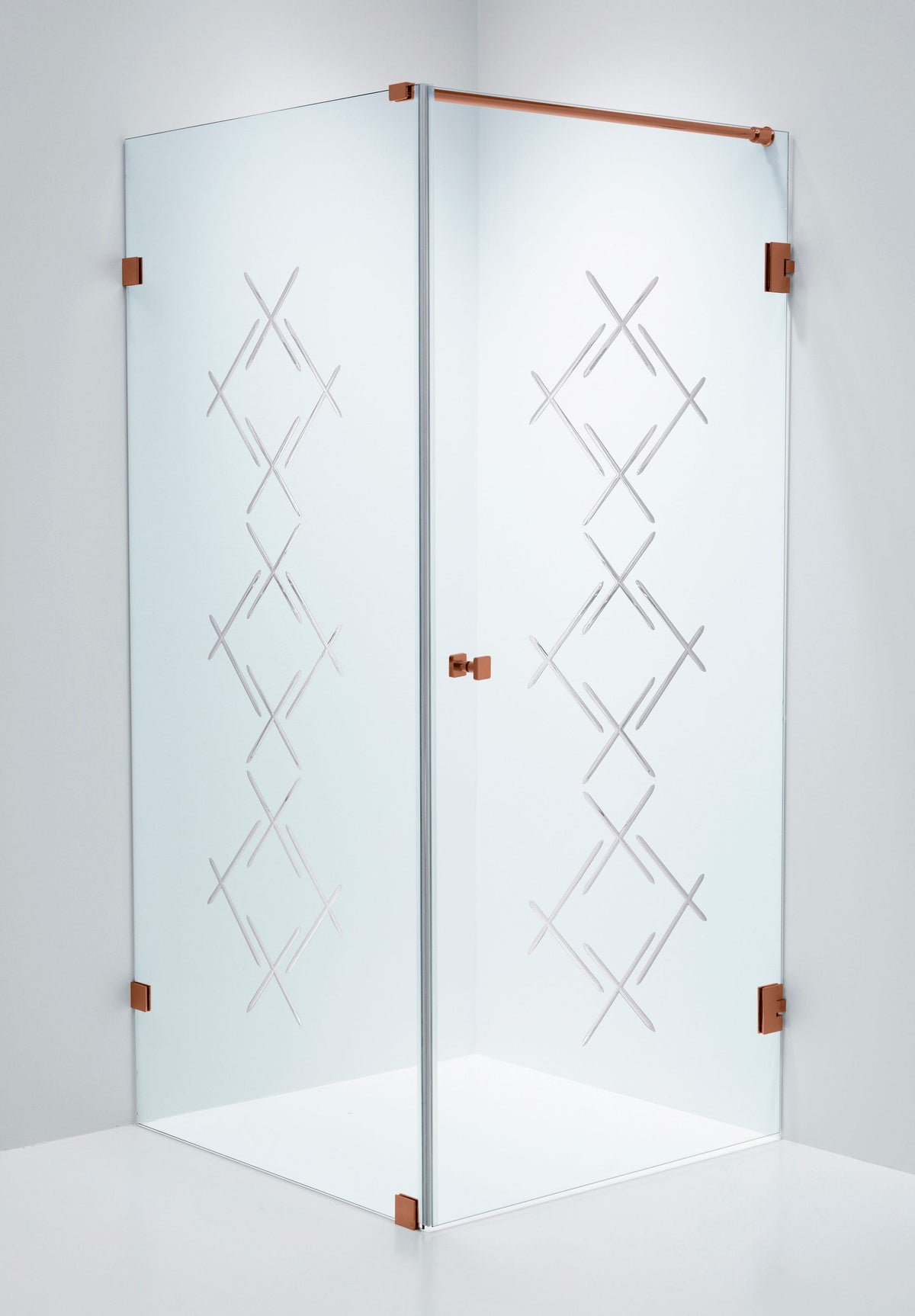 Duschhörna Duschbyggarna Swing Hörna Diamond, 1000x1000 mm, högerhängd, Koppar, Klarglas Diamond 6 mm