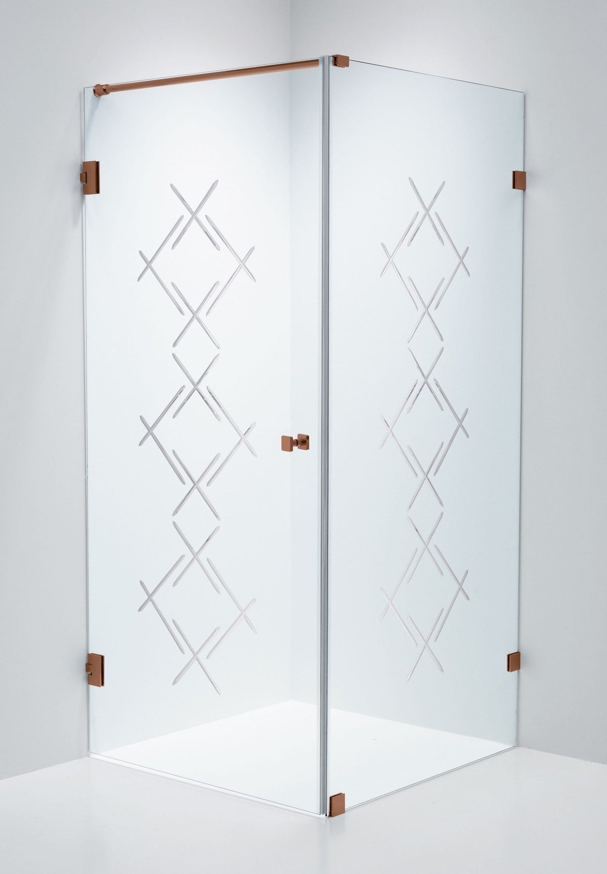 Duschhörna Duschbyggarna Swing Hörna Diamond, 1000x1000 mm, vänsterhängd, Koppar, Klarglas Diamond 6 mm