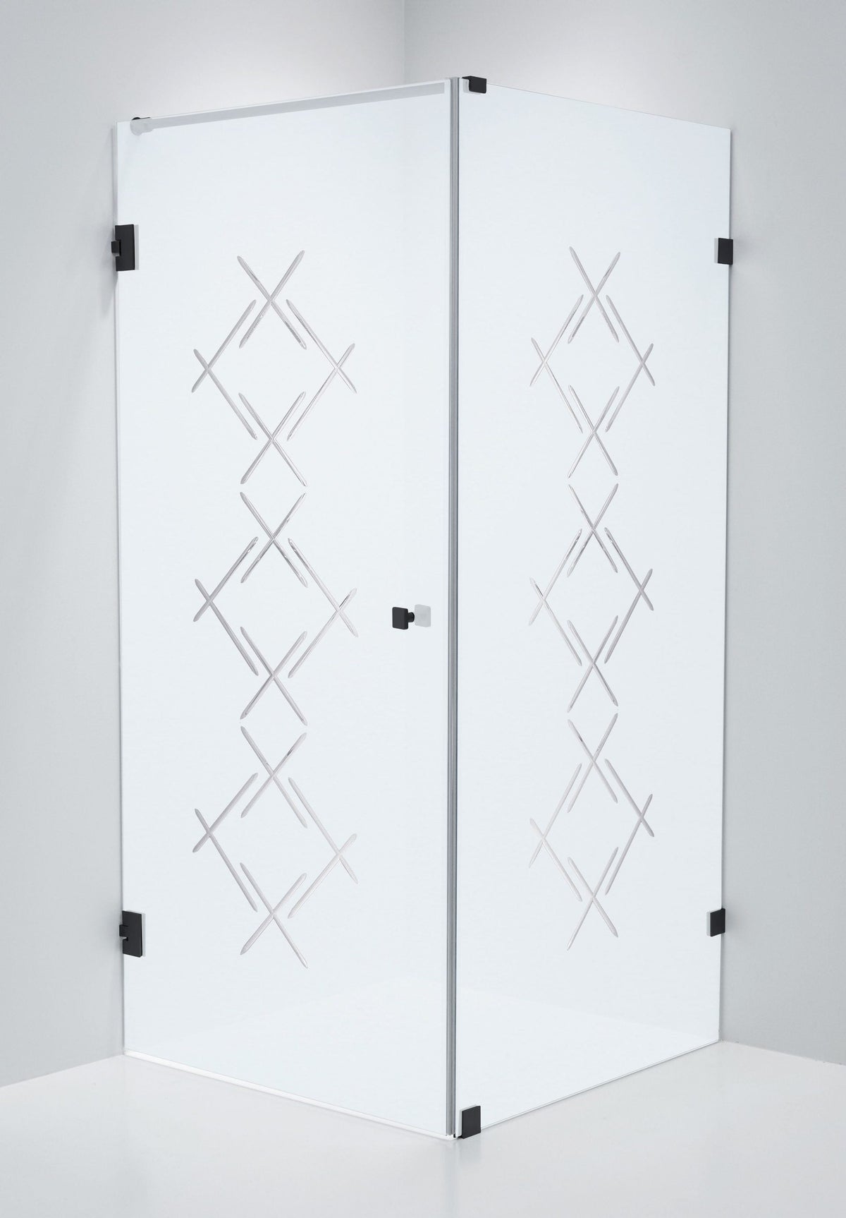 Duschhörna Duschbyggarna Swing Hörna Diamond, 1000x1000 mm, vänsterhängd, Svart matt, Isglas Diamond 6 mm