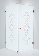 Duschhörna Duschbyggarna Swing Hörna Diamond, 800x800 mm, högerhängd, Koppar, Isglas Diamond 6 mm