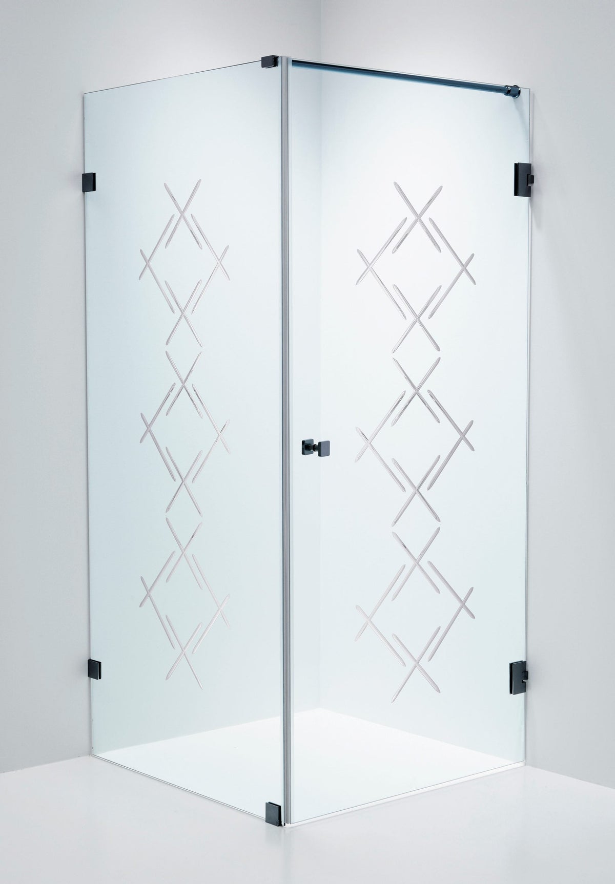 Duschhörna Duschbyggarna Swing Hörna Diamond, 800x800 mm, högerhängd, Svartkrom, Klarglas Diamond 6 mm