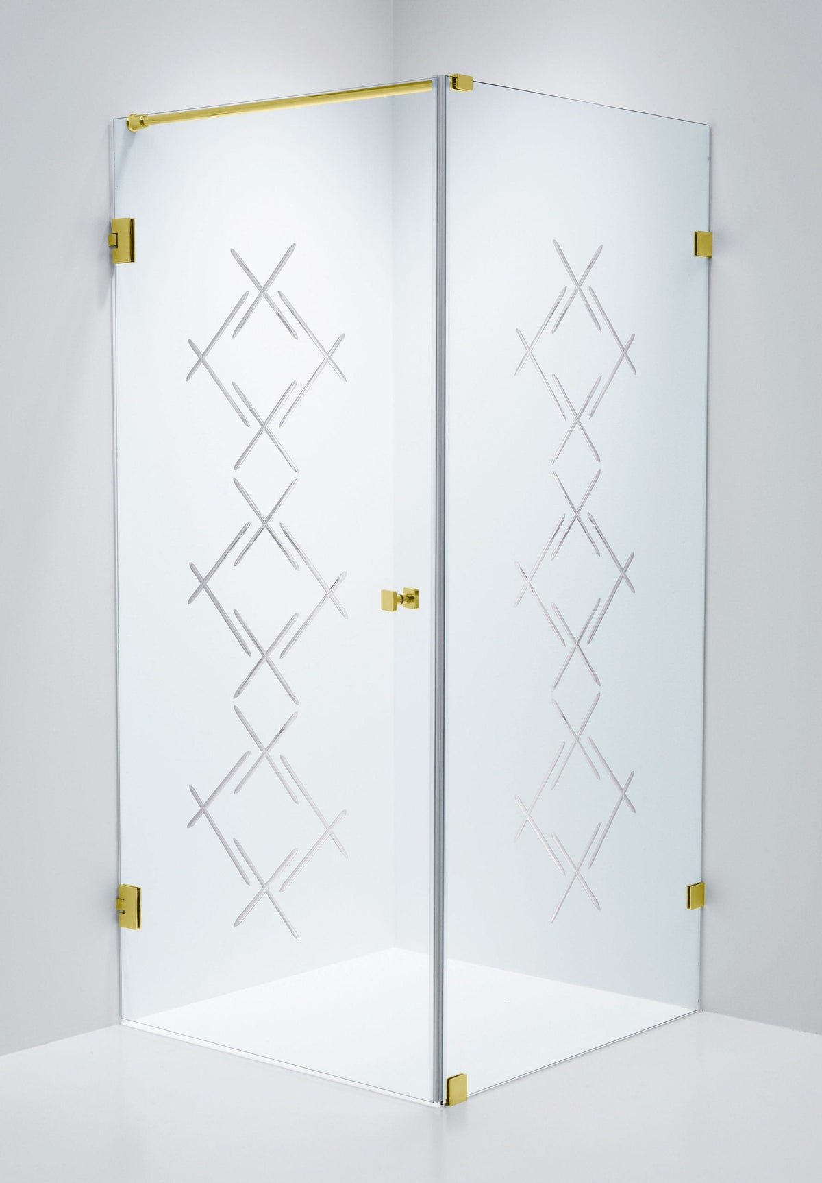 Duschhörna Duschbyggarna Swing Hörna Diamond, 800x800 mm, vänsterhängd, Guld, Klarglas Diamond 6 mm