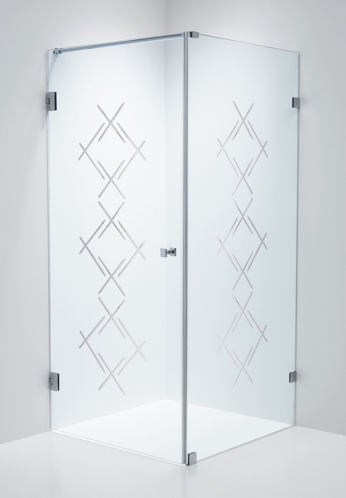 Duschhörna Duschbyggarna Swing Hörna Diamond, 800x800 mm, vänsterhängd, Krom, Klarglas Diamond 6 mm