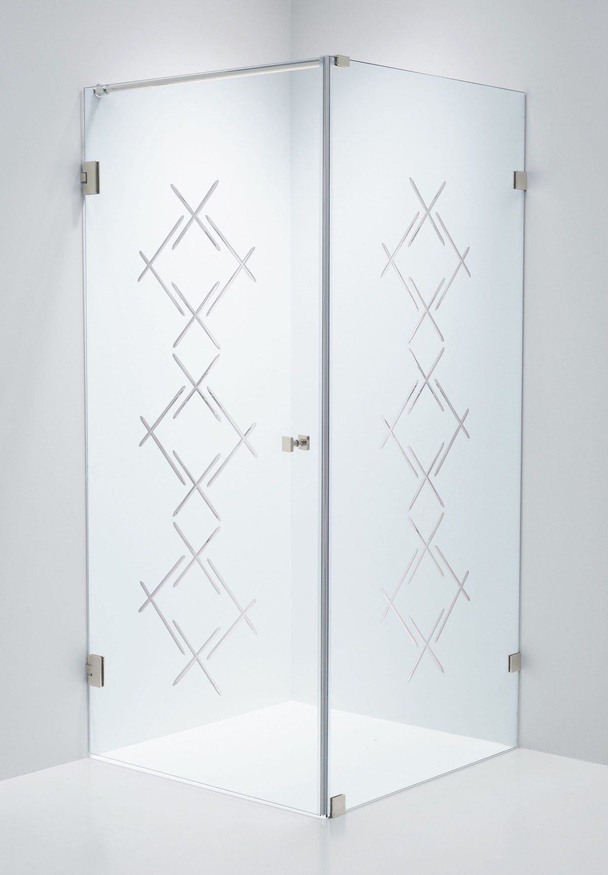 Duschhörna Duschbyggarna Swing Hörna Diamond, 900x900 mm, vänsterhängd, Rostfri look, Klarglas Diamond 6 mm