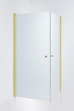 Duschhörna Duschbyggarna Twin de Luxe, 1000 (Vänsterdörr) x 900 (Högerdörr), Guldoptik, Isglas