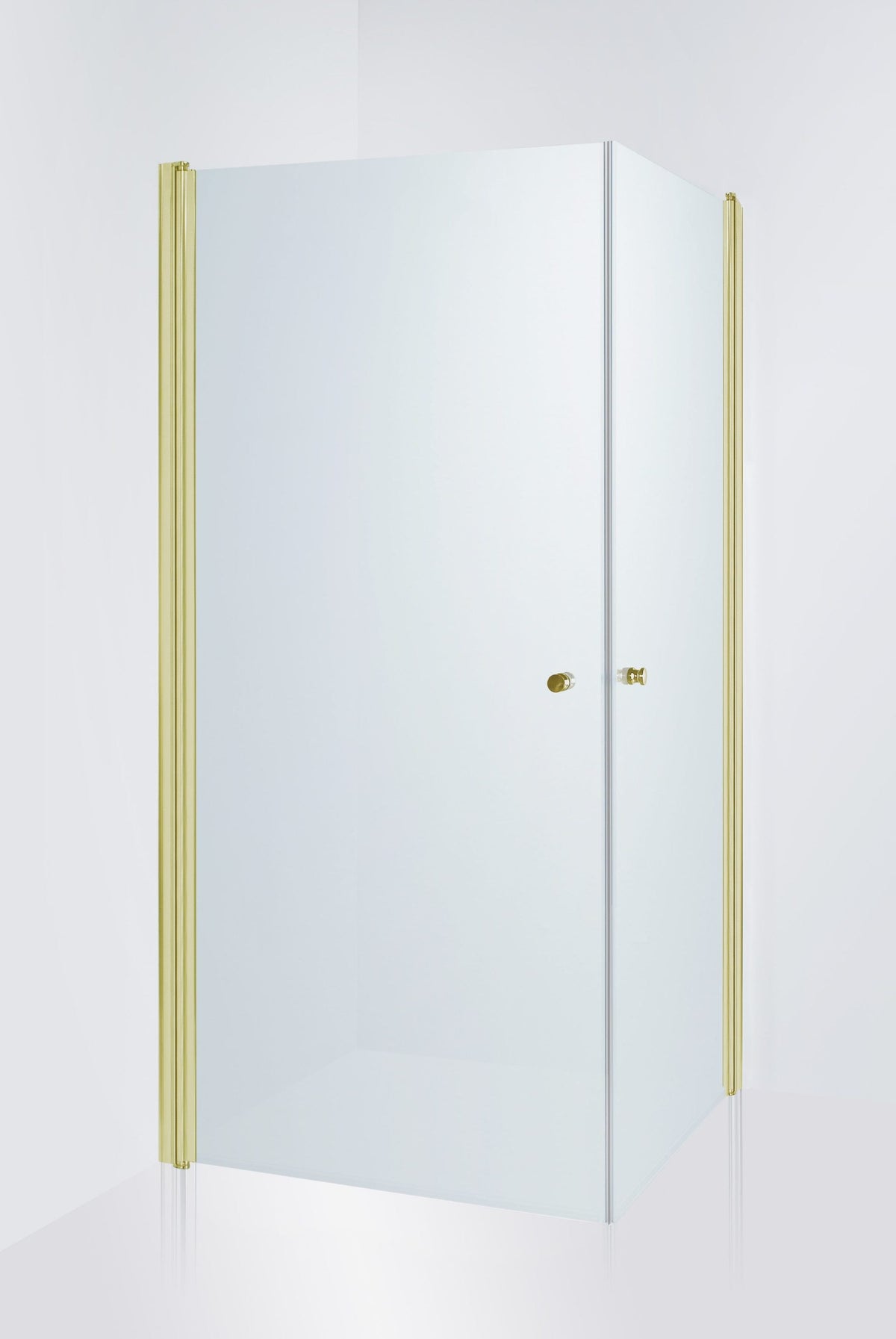Duschhörna Duschbyggarna Twin de Luxe, 700 (Vänsterdörr) x 800 (Högerdörr), Guldoptik, Isglas