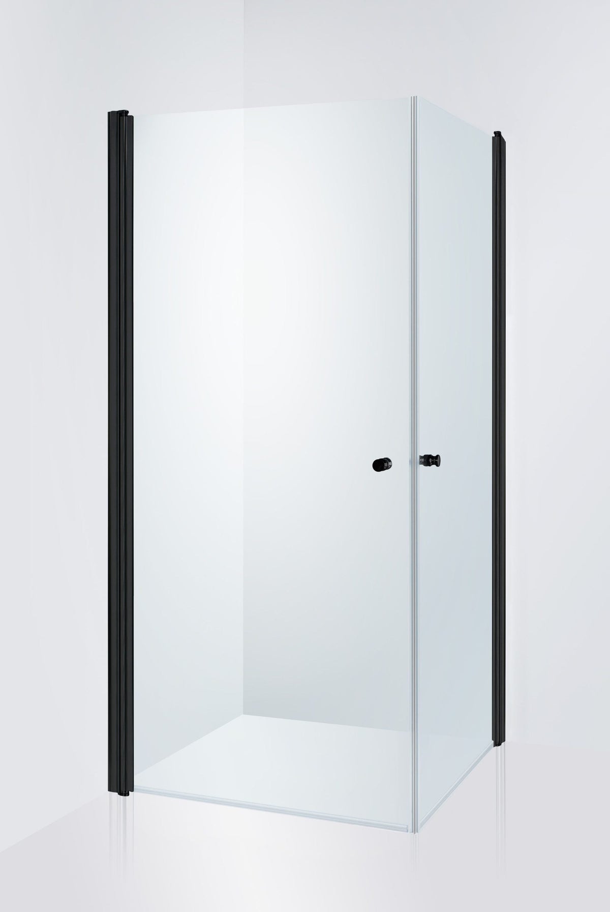 Duschhörna Duschbyggarna Twin de Luxe, 700 (Vänsterdörr) x 800 (Högerdörr), Svart matt, Isglas