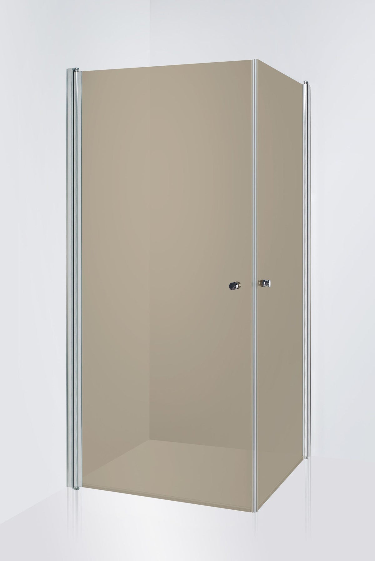 Duschhörna Duschbyggarna Twin de Luxe, 700x1000 mm (Vändbar), Kromoptik, Bruntonat