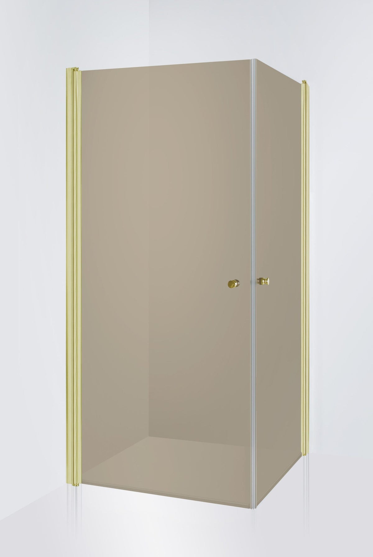 Duschhörna Duschbyggarna Twin de Luxe, 700x800 mm (Vändbar), Guldoptik, Bruntonat