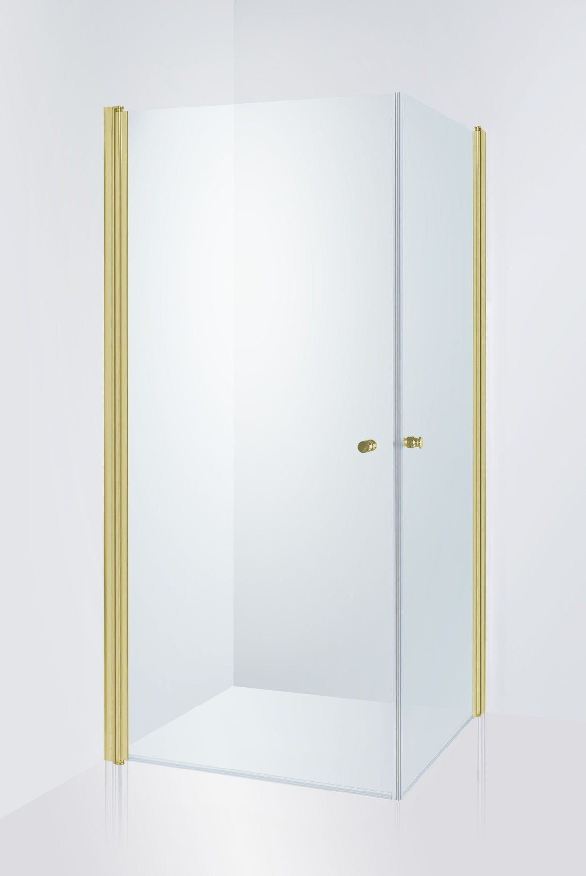 Duschhörna Duschbyggarna Twin de Luxe, 700x800 mm (Vändbar), Guldoptik, Klarglas