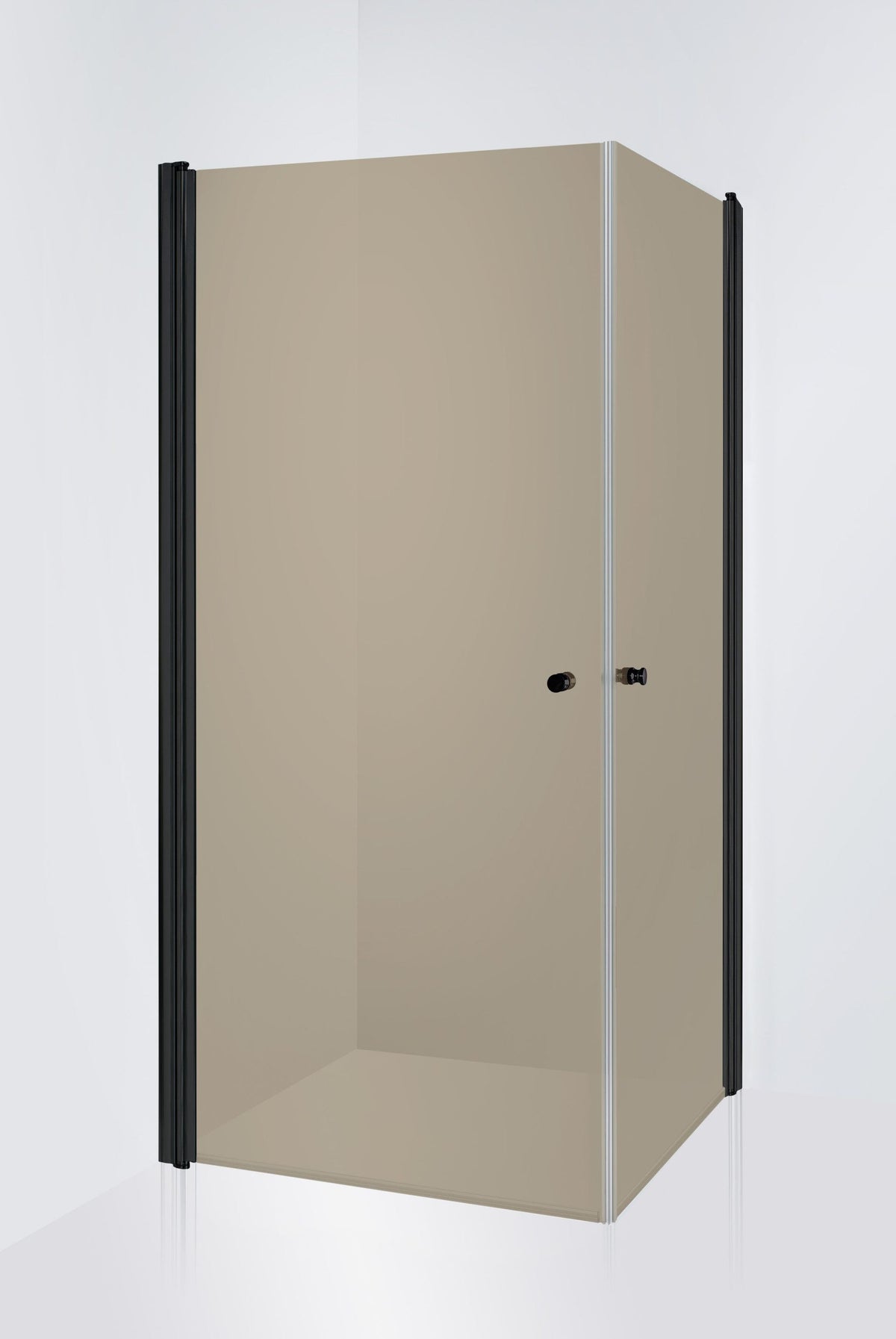 Duschhörna Duschbyggarna Twin de Luxe, 700x800 mm (Vändbar), Svart matt, Bruntonat