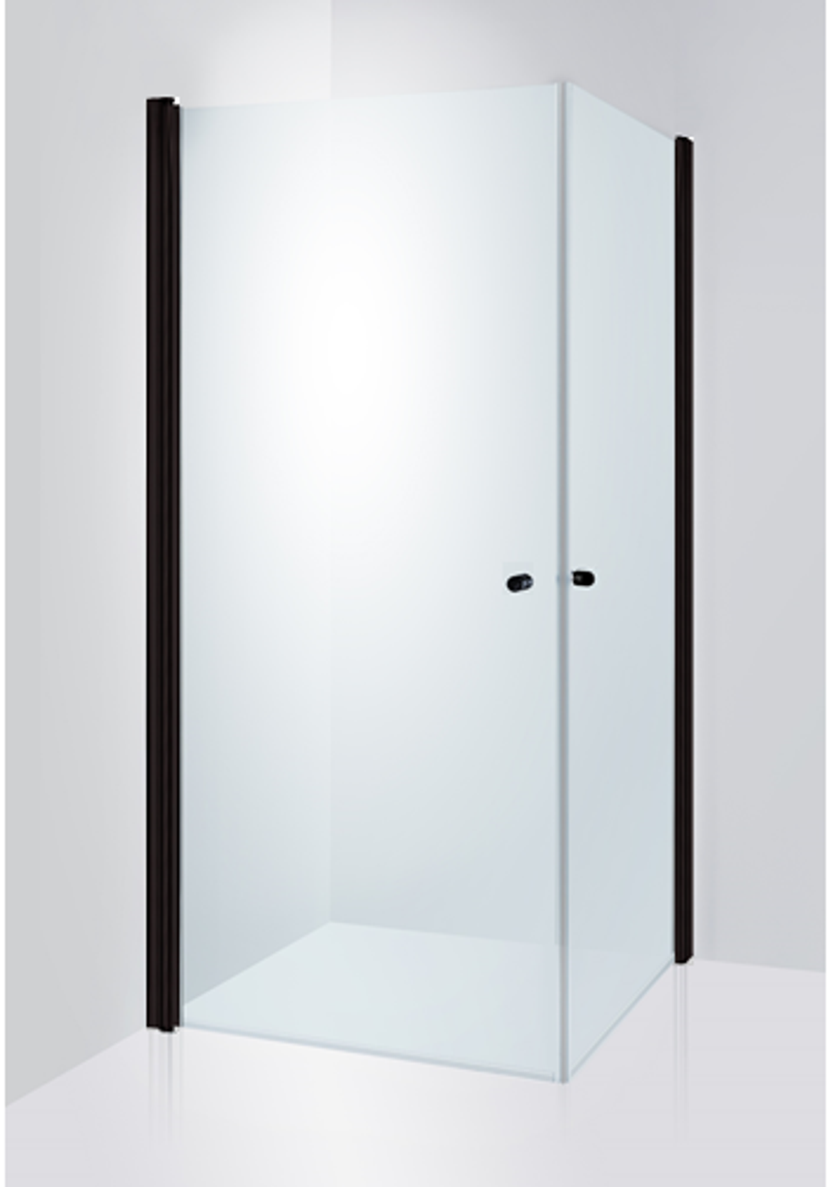 Duschhörna Duschbyggarna Twin de Luxe, 700x800 mm (Vändbar), Svart matt, Klarglas