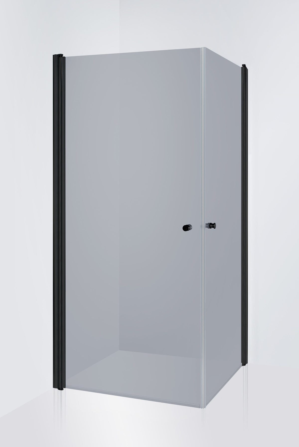 Duschhörna Duschbyggarna Twin de Luxe, 700x900 mm (Vändbar), Svart matt, Gråtonat