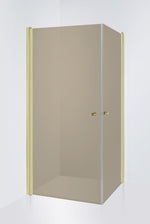 Duschhörna Duschbyggarna Twin de Luxe, 800x1000 mm (Vändbar), Guldoptik, Bruntonat