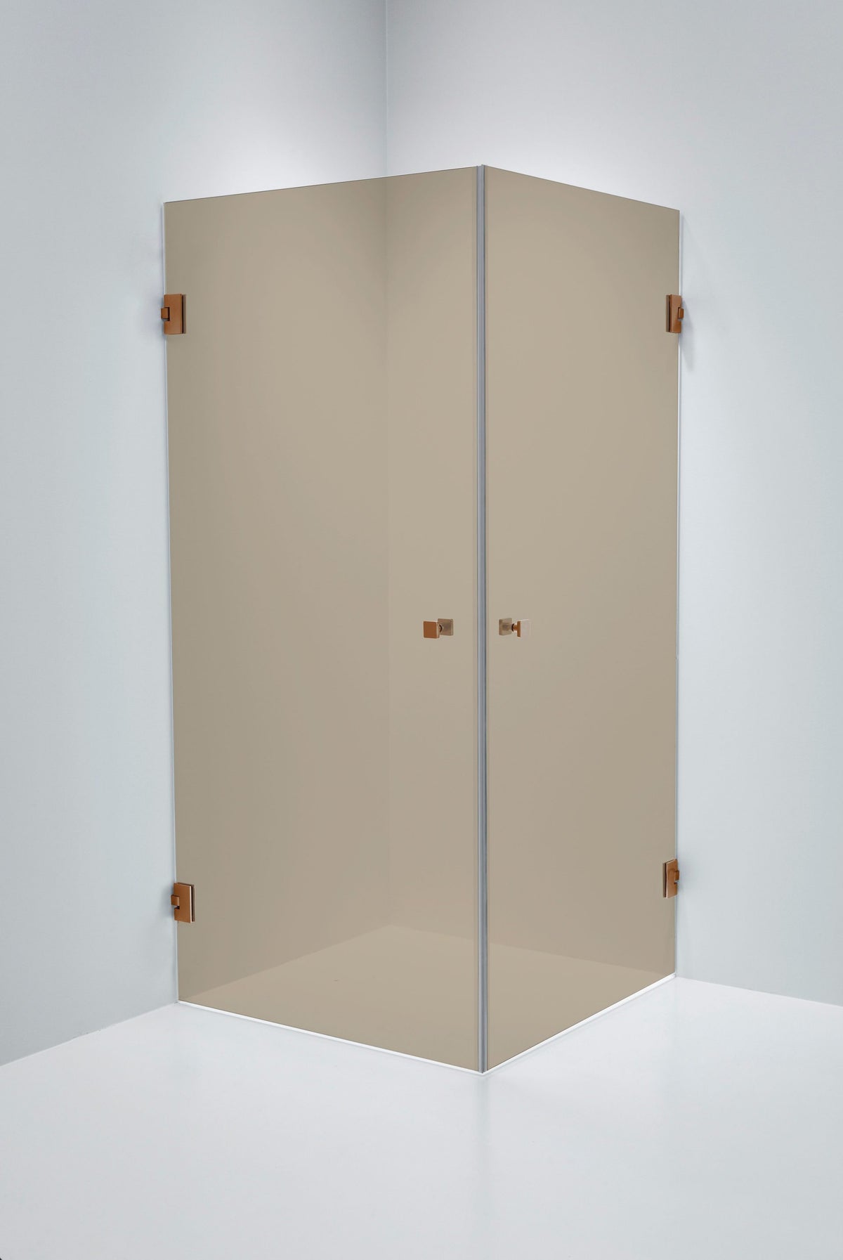 Duschhörna Duschbyggarna Twin Design, 700x800 mm, Koppar, Bruntonat 6 mm