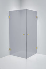 Duschhörna Duschbyggarna Twin Design, 700x900 mm, Obehandlad polerad mässing, Gråtonat 6 mm