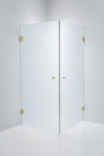 Duschhörna Duschbyggarna Twin Design, 800x800 mm, Obehandlad polerad mässing, Isglas 8 mm