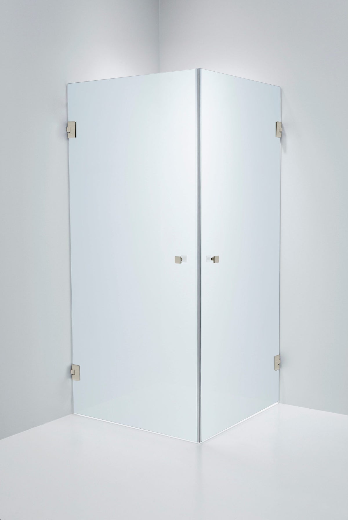 Duschhörna Duschbyggarna Twin Design, 800x800 mm, Rostfri look, Isglas 6 mm