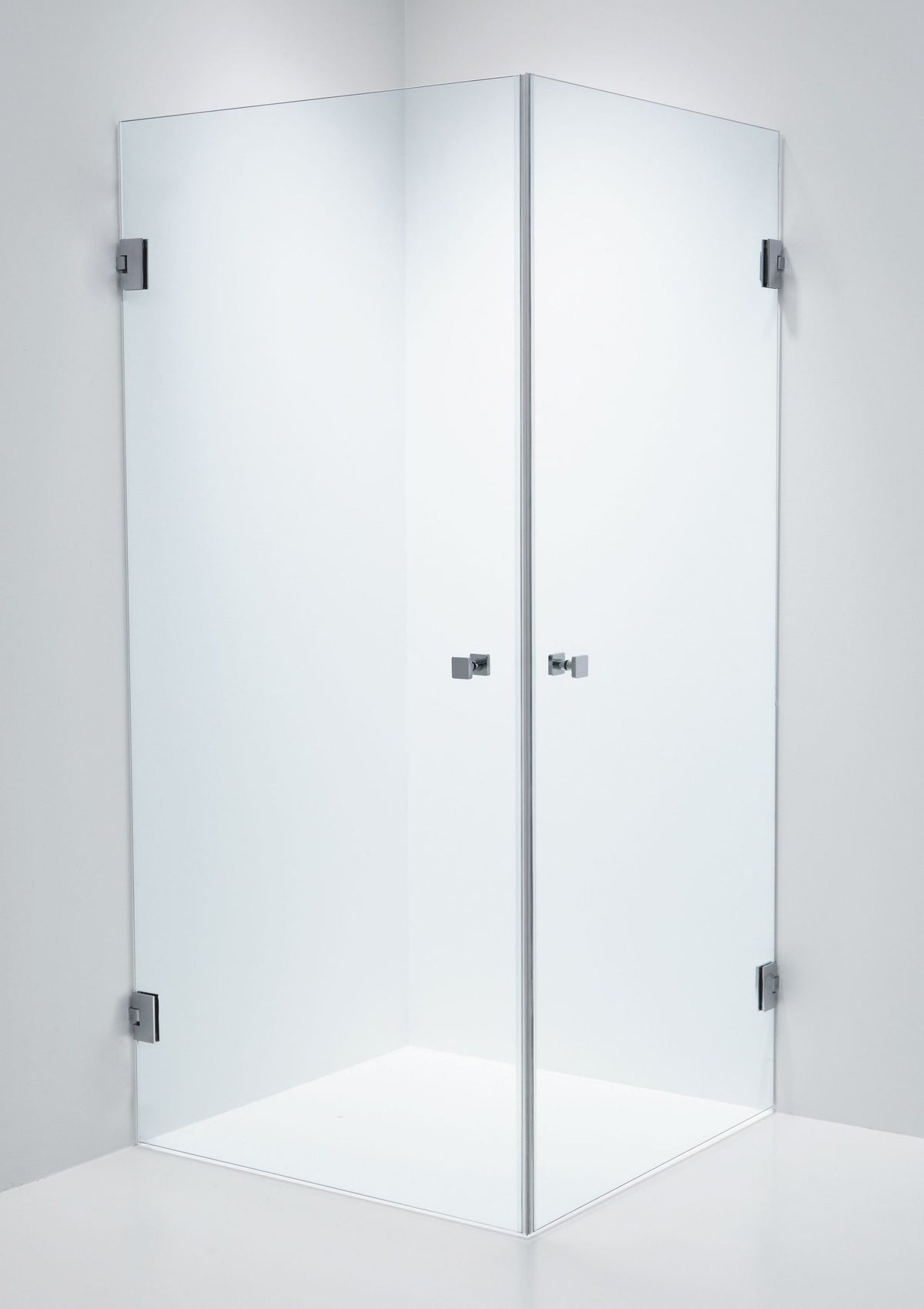 Duschhörna Duschbyggarna Twin Design måttbeställd, Krom, Klarglas, 6 mm