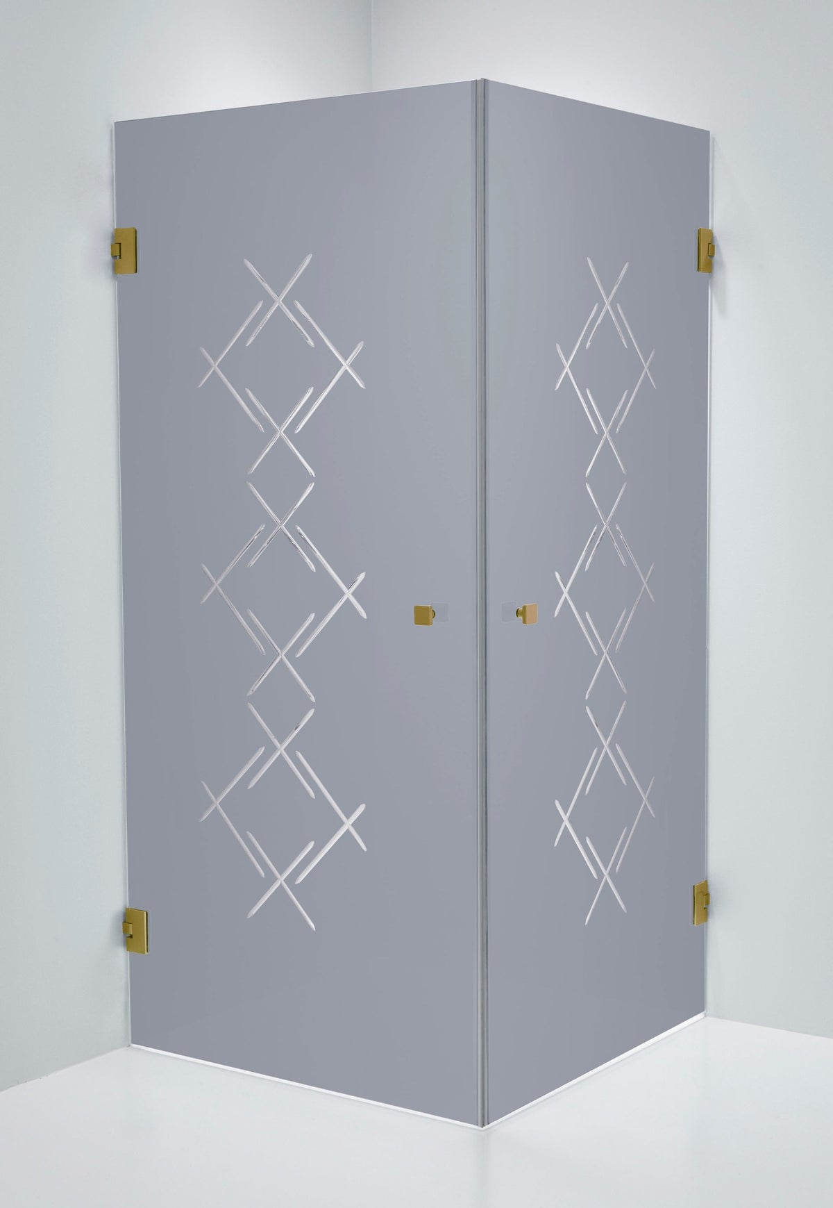 Duschhörna Duschbyggarna Twin Diamond, 1000x1000 mm, Brons, Isglas Grått Diamond 6 mm