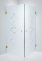 Duschhörna Duschbyggarna Twin Diamond, 1000x1000 mm, Obehandlad polerad mässing, Isglas Diamond 6 mm