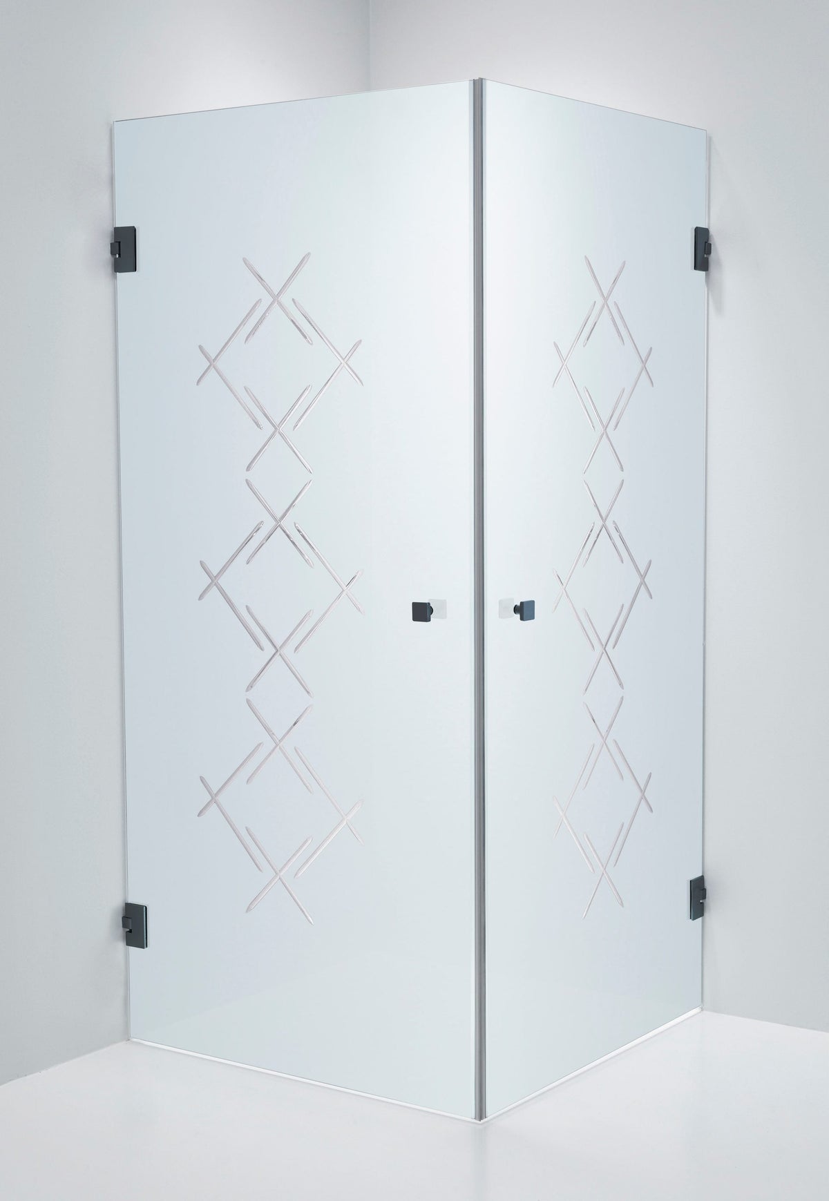 Duschhörna Duschbyggarna Twin Diamond, 1000x1000 mm, Svartkrom, Isglas Diamond 6 mm