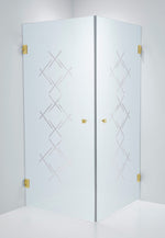 Duschhörna Duschbyggarna Twin Diamond, 800x800 mm, Guld, Isglas Diamond 6 mm