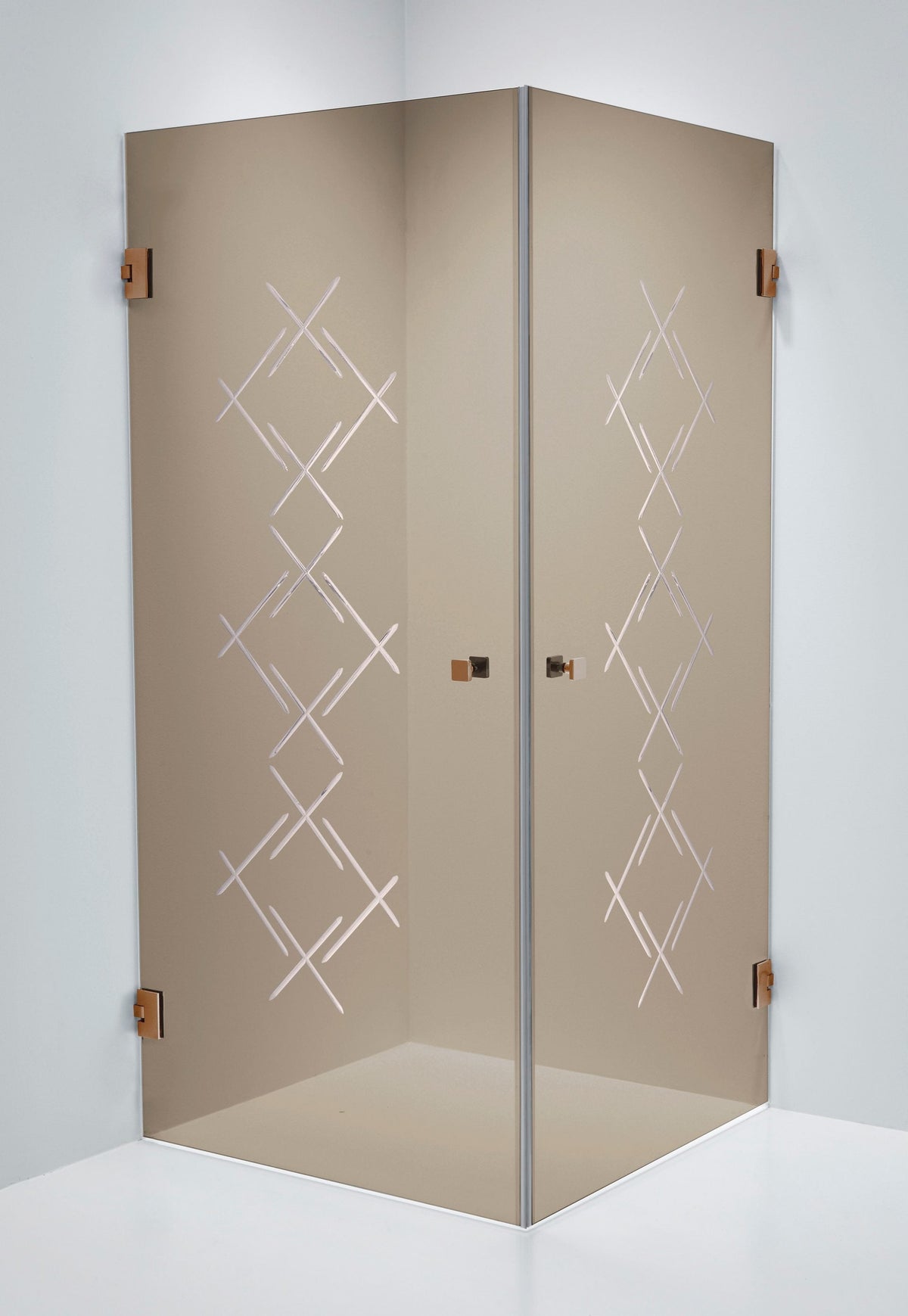 Duschhörna Duschbyggarna Twin Diamond, 800x800 mm, Koppar, Bruntonat Diamond 6 mm