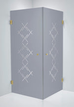 Duschhörna Duschbyggarna Twin Diamond, 800x800 mm, Obehandlad polerad mässing, Isglas Grått Diamond 8 mm