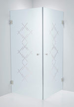 Duschhörna Duschbyggarna Twin Diamond, 800x800 mm, Rostfri look, Isglas Diamond 6 mm
