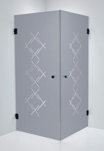 Duschhörna Duschbyggarna Twin Diamond, 800x800 mm, Svart matt, Isglas Grått Diamond 8 mm