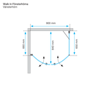 Måttskiss Duschhörna Duschbyggarna Walk In Fönsterhörna (teknisk ritning från Duschbyggarna)